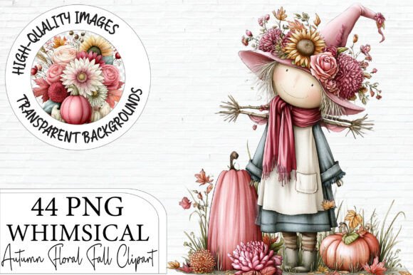 Download Whimsical Pink Autumn Floral Clipart - Floral clipart Collection