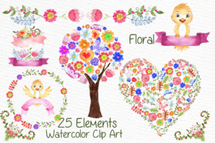 Download Watercolor Kids Floral Clipart Floral Arrangements Little Bird Nursery Clipart - Floral clipart Collection