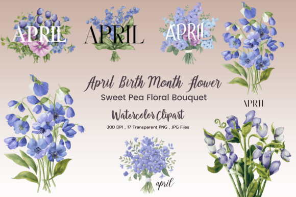 Download April Birth Month Floral Clipart Pack - Floral clipart Collection
